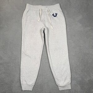 True Religion Mens Heather Gray Horseshoe Logo Jogger Sweatpants Small S Gray